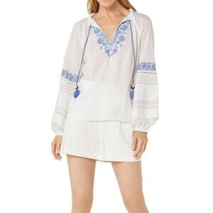 BCBGMAXAZRIA Women's Boho Embroidered Peasant Top
